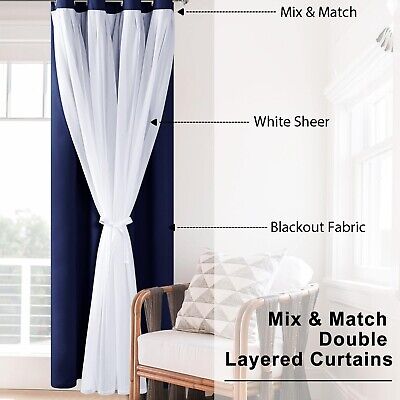 Hiasan Mix & Match Blackout Curtains with Sheer Overlay, Double Layer Extra L...