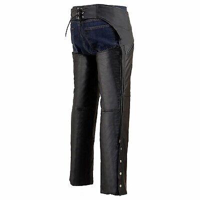 Milwaukee Leather Chaps for Men's Black Leather Slash Pocket- Snap Out Therma...