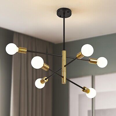 Semi Flush Mount 6-Light Ceiling Light Industrial Sputnik Chandelier, Height ...