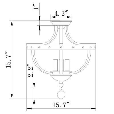 Warehouse of Tiffany CM021/3 Bopelo Brushed Dark Bronze 3-Light Semi-Flush Ce...