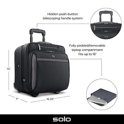 Solo New York 16-Inch Laptop Rolling Case, Overnighter section and remoavble ...