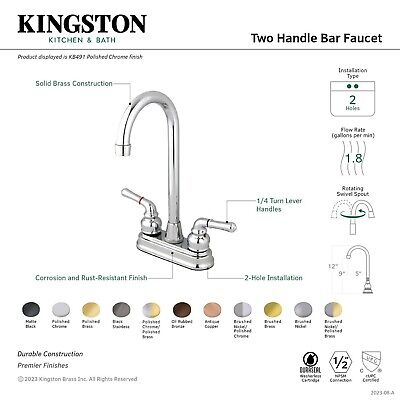 Kingston Brass KB496 Magellan Bar Faucet, Antique Copper, 2.75 x 2.75 x 2.13