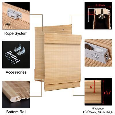 LazBlinds Cordless Bamboo Roman Shades, Light Filtering Window Treatment, Rol...