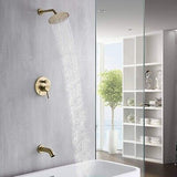 sumerain Shower and Tub Faucet Set Brushed Gold Rain Shower Faucet with Tub S...