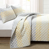 Lush Decor Medallion Ombre 3 Piece Quilt Set, Full/Queen, Yellow & Gray