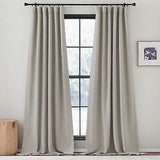 NICETOWN Faux Linen Curtains 96 inches Long, Pinch Pleated Curtains Room Dark...