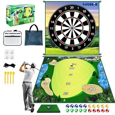 Golf Chipping Game with Golf Hitting Mat, 70"x70" Double Sided Golf Training ...