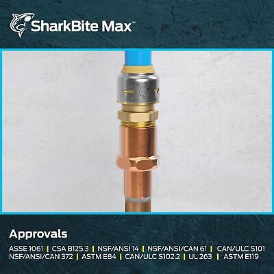 SharkBite Max 1/2 Inch MNPT Adapter, Pack of 12, Push to Connect Brass Plumbi...