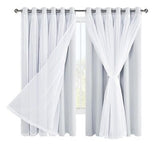 Hiasan Greyish White Blackout Curtains with Sheer Overlay, Grommet Thermal In...