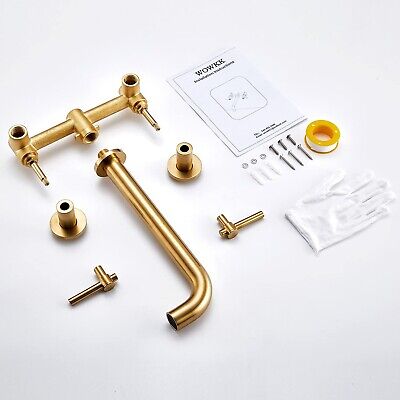 Wall Mount Tub Filler Brushed Gold Tub Faucet Brass Bathroom Bathtub Faucets ...