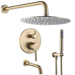 RBROHANT Shower System with Tub Spout and Handheld Brushed Gold Bathtub Showe...