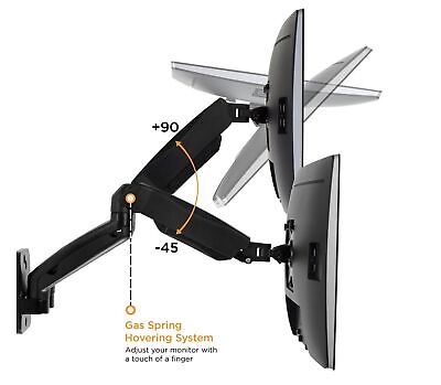 Mount-It! Dual Monitor Wall Mount - 2 Monitor Wall Mount Arms - Full Motion A...