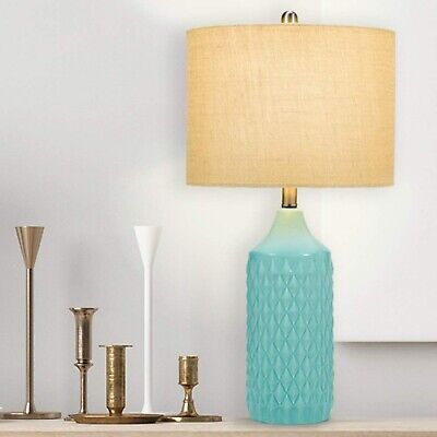 Catalina Lighting 19970-000 Modern Quilted Ceramic Table Lamp with Linen Drum...