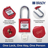 Brady Safety Lockout Padlock Sets - 24 Pack - Red - Keyed Different Safety Lo...