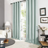 Deconovo Linen 100% Blackout Grommet Curtains for Bedroom and Living Room,Lig...