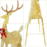 YULETIME 3-Piece Pre-lit 2.5D Christmas Reindeer Family, Lighted Glitter Chri...