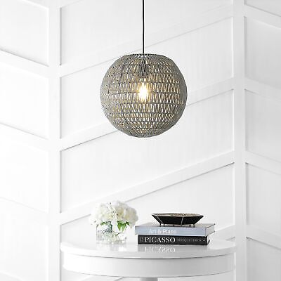 JONATHAN Y JYL6503D Luna 15.75" 1-Light Bohemian Modern Woven Rattan/Iron LED...