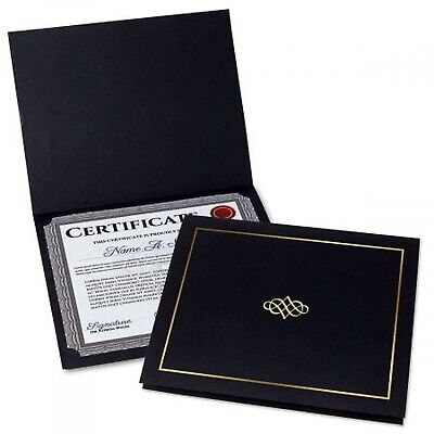 Ornate Black & Gold Certificate Folders - Pack of 25, Linen Cover 80 lb. Stoc...