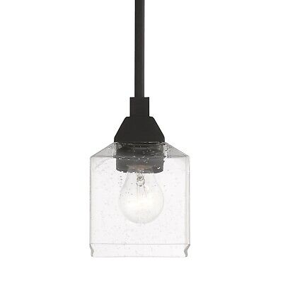 LIVEX LIGHTING Aragon 1 Light Mini Pendant in Black (49761-04) 4.75 x 46