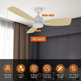 TALOYA 42 Inch Remote Control Ceiling Fan with LED Light, Quiet Reversible 6 ...