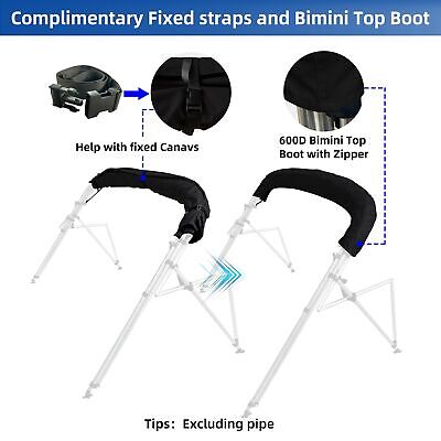 4 Bow Bimini Top Replacement Cover, 600D Durable Marine Grade Bimini Replacem...