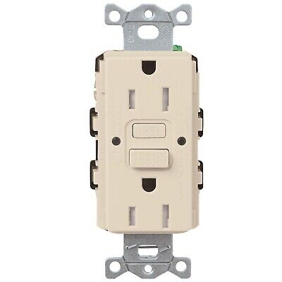 Lutron 15 Amp Tamper-Resistant GFCI Duplex Receptacle in Light Almond