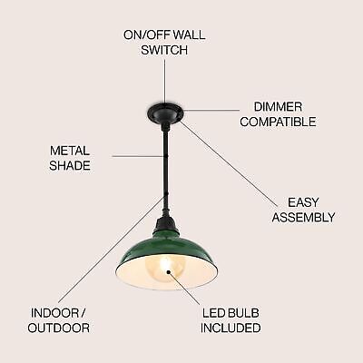 JONATHAN Y JYL7611F Jasper 12.25" 1-Light Farmhouse Industrial Indoor/Outdoor...