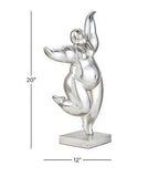 Deco 79 Polystone Dancer Sculpture, 12" x 7" x 20", Silver 12"L x 7"W x 20"H