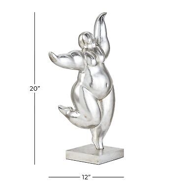 Deco 79 Polystone Dancer Sculpture, 12" x 7" x 20", Silver 12"L x 7"W x 20"H