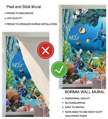 Bormia Wall Mural Underwater Wallpaper 3D Dolphin Large Photo Wallpaper for L...