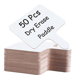 50 PCS 8 x 10 Inch Dry Erase Answer Paddle, Handheld Wooden White Board Doubl...