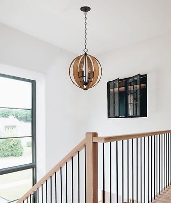 Kira Home Kendall 20" 4-Light Modern Rustic Armillary Round Pendant Chandelie...