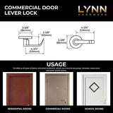 LYNN HARDWARE Commercial Door Lever Lock - Heavy-Duty Locking Door Handle, De...