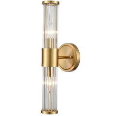 Mid-Century Wall Sconces Brass Glass Rod Wall Light 2-Light Vanity Wall Light...