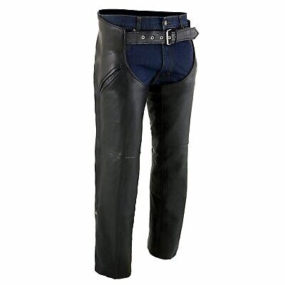 Milwaukee Leather Chaps for Men's Black Naked Leather Snap Out Thermal Lined ...