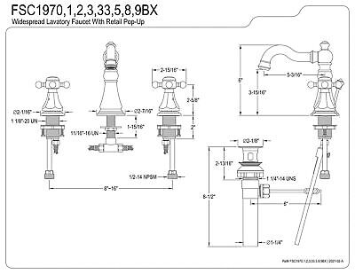 Kingston Brass FSC1973BX Metropolitan Widespread Bathroom Faucet, Brushed Bra...