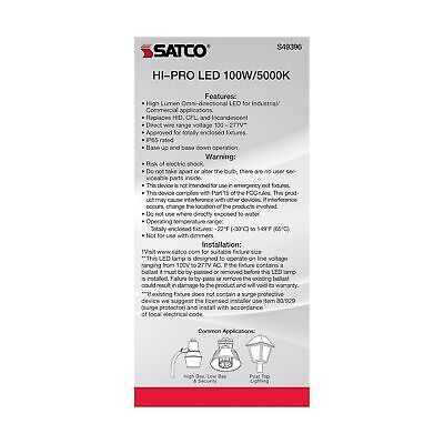 Satco S49396 Corncob LED HID Replacement Light Bulb, EX39 Mogul Extended Base...