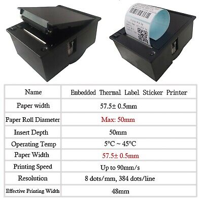 58MM Thermal Printer SCM/PLC Serial Port Thermal Sticker Label Printer RS232/...