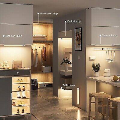 Under Cabinet Lights Rechargeable 12" Inch 50-LED Closet Lights Battery Opera...