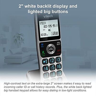 VTech VS306-5 5 Handsets Cordless Phone with 5 Handset, Silver/Black