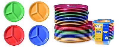 G.E.T. CP-10-MIX Heavy-Duty 3-Compartment Divided Plastic Plates, 10.25", Mar...