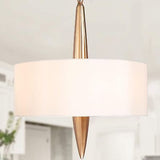 KSANA Gold Chandeliers, Modern Drum Hanging Light Fixture with White Fabric, ...