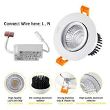 CXWV 3 Inch LED Recessed Downlight, 5W COB Ceiling Light with Driver, 3000K/4...