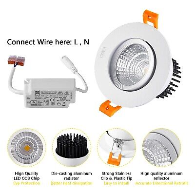 CXWV 3 Inch LED Recessed Downlight, 5W COB Ceiling Light with Driver, 3000K/4...