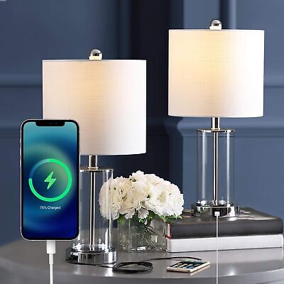 JONATHAN Y JYL8500C-SET2 Set of 2 Table Lamps Abner 21" Glass Modern Contempo...