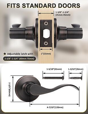 10 Pack Passage Door Lever No Lock, Oil Rubbed Bronze Door Handle Interior, C...