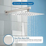 Wall Mount Bathroom Shower Faucet Set 10 Inch Shower Head and Handle Set Sing...