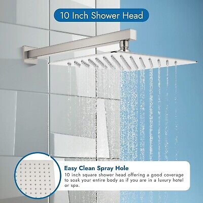 Wall Mount Bathroom Shower Faucet Set 10 Inch Shower Head and Handle Set Sing...