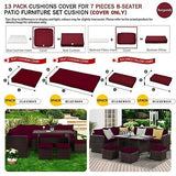 ClawsCover 13Pack Outdoor Seat and Back Cushions Replacement Covers Fit for 7...