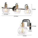 Bathroom Light Fixtures, 3-Light Black Bathroom Vanity Light with Electroplat...